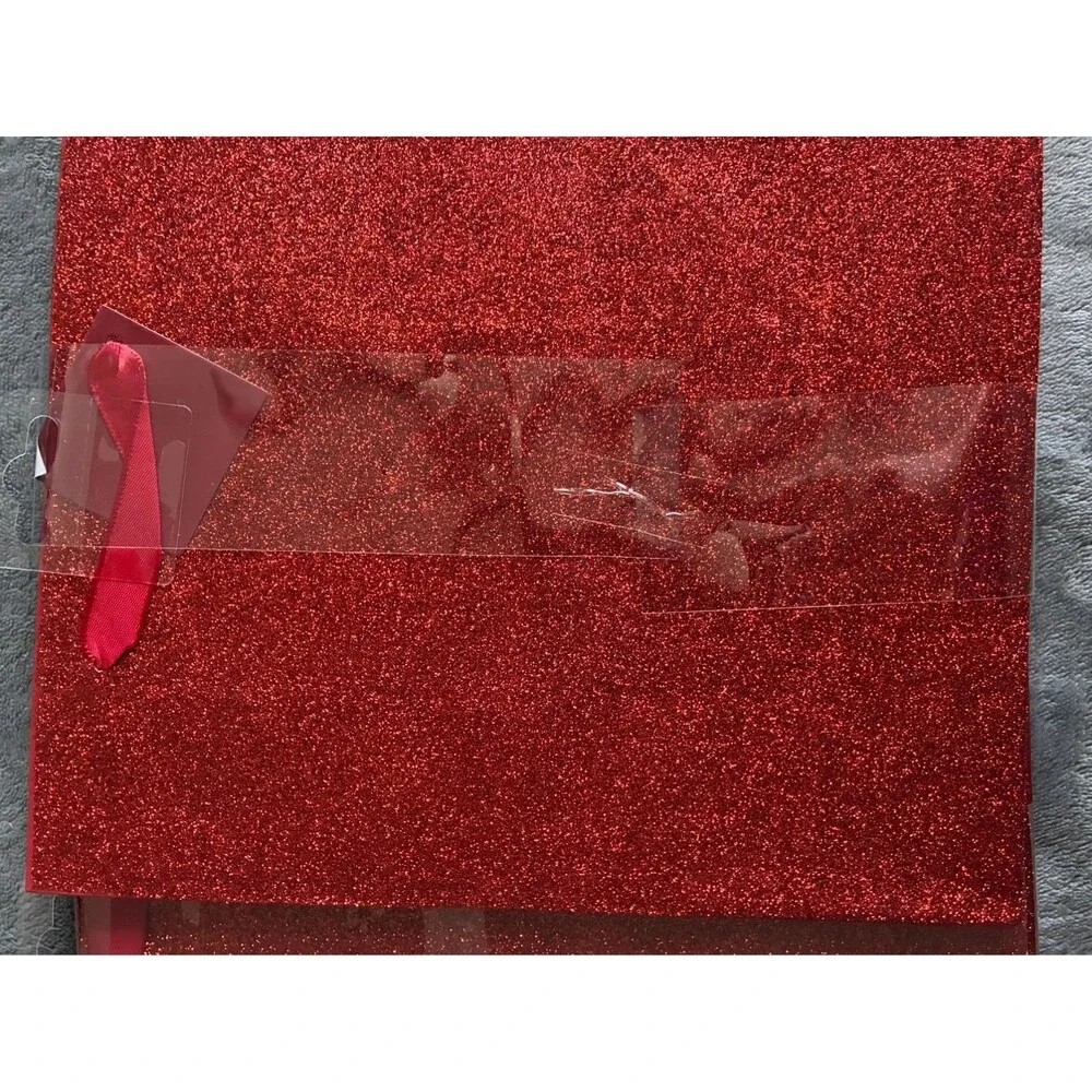 Set of 8 Red Glitter Christmas Gift Bags Holiday Present Bags Sparkly